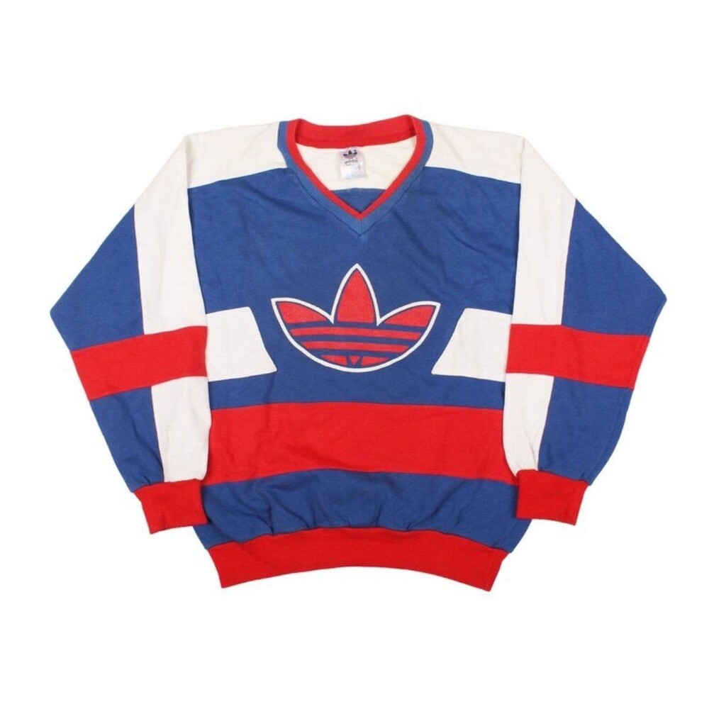 Adidas Vintage Retro 80s 90s Sweatshirt Sweater Big Logo Red Blue White Size XL